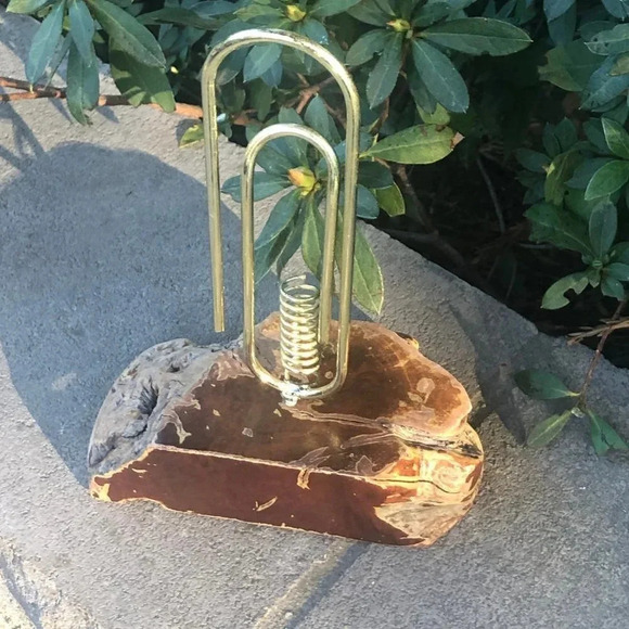 Vintage Mid Century Burl Wood Letter and Pen Holder - Picture 3 of 5